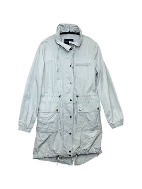 Banana Republic Windbreaker Utility Jacket Gray M Cargo Pocket Light Minimalist